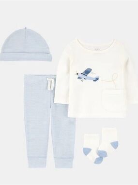 Carter's Baby Blue and White Airplane 4-Piece Matching Set